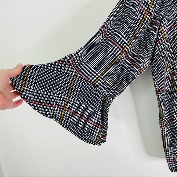 Charter Club black white pink plaid houndstooth chiffon lightweight top XXL - Picture 5 of 8